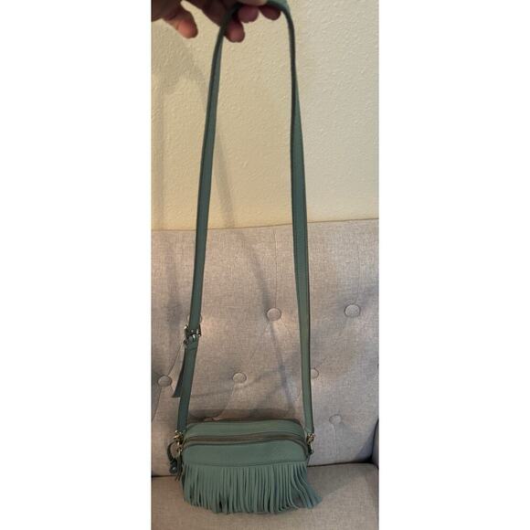 Fossil Sydney Fringe Blue Leather Small Crossbody Bag - Picture 10 of 14